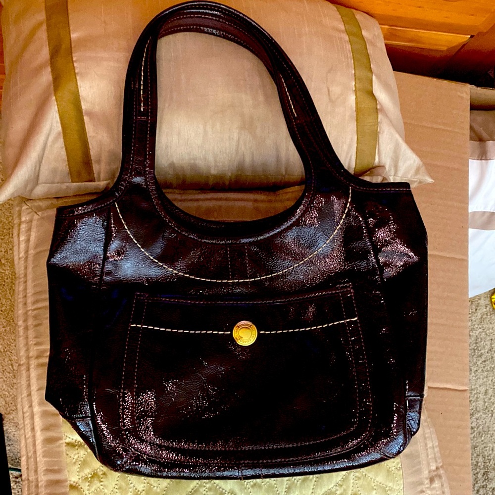 EUC barely even worn; Vintage LOVED  COACH shiny brown shoulder hobo bag